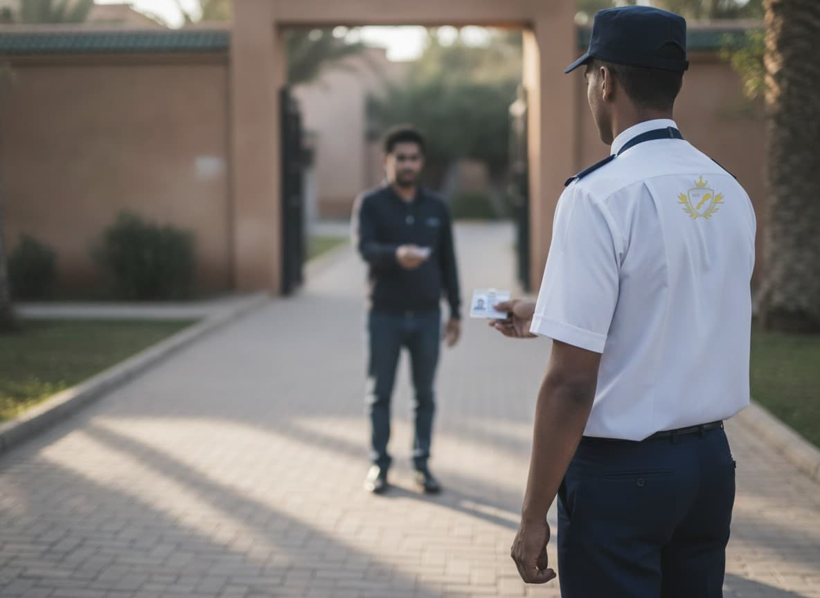 Agent de gardiennage Static Guard Services contrôlant l'accès d'un site résidentiel