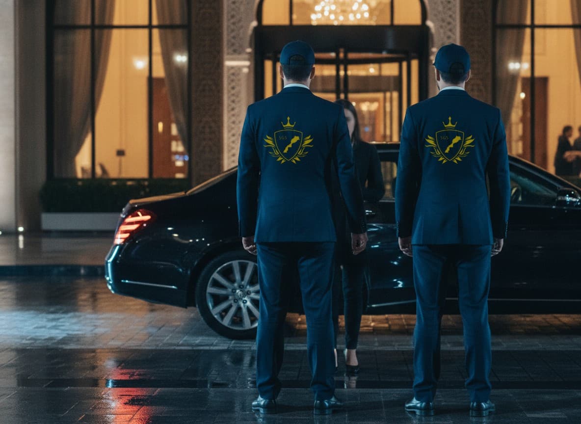 Agent de protection rapprochée escortant un client VIP